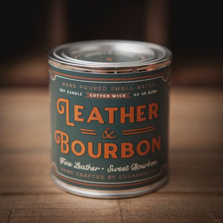 Leather &amp; Bourbon Soy Paint Can Candle