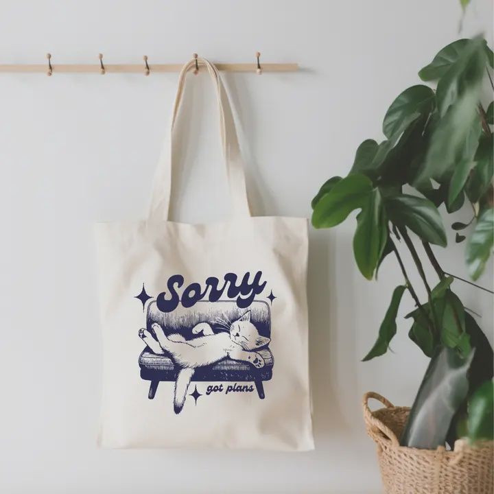Sorry, Got Plans Small Canvas Tote Bag