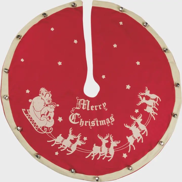 Santa and Sleigh Medium Vintage Tree Skirt