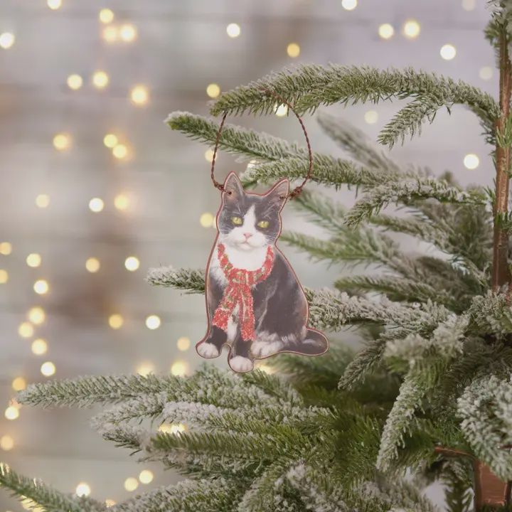 Tuxedo Cat Scarf Ornament
