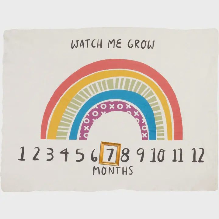 Watch Me Grow Rainbow Milestone Blanket