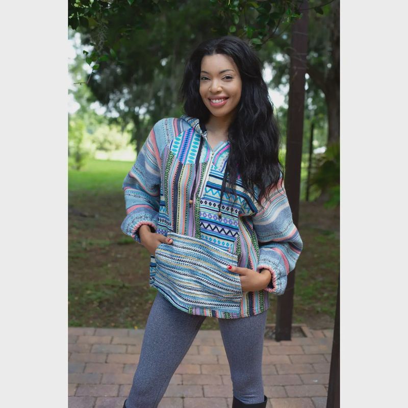 Multicolor Striped Cotton Hoodie #224666