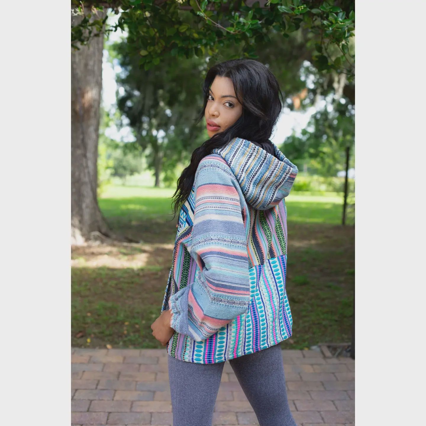 Multicolor Striped Cotton Hoodie #224666