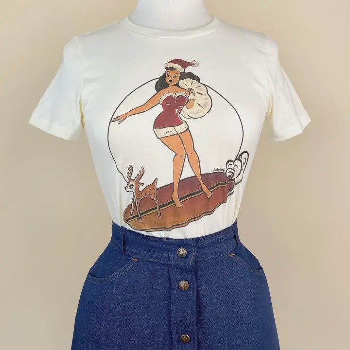 Santa's Surf Girl Fitted Tee