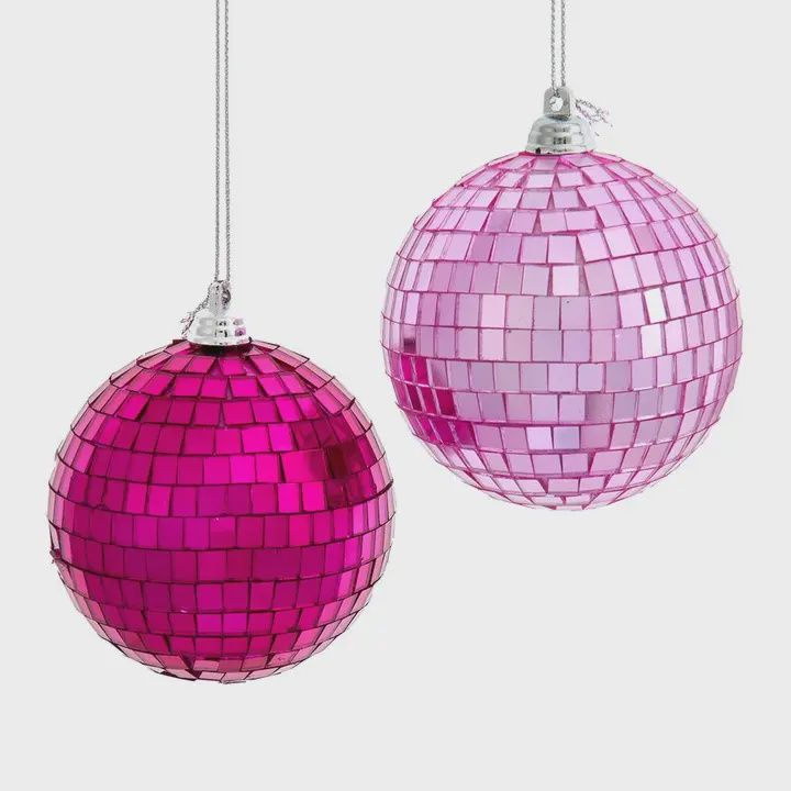 Pink Mirror Glass Ball Ornament