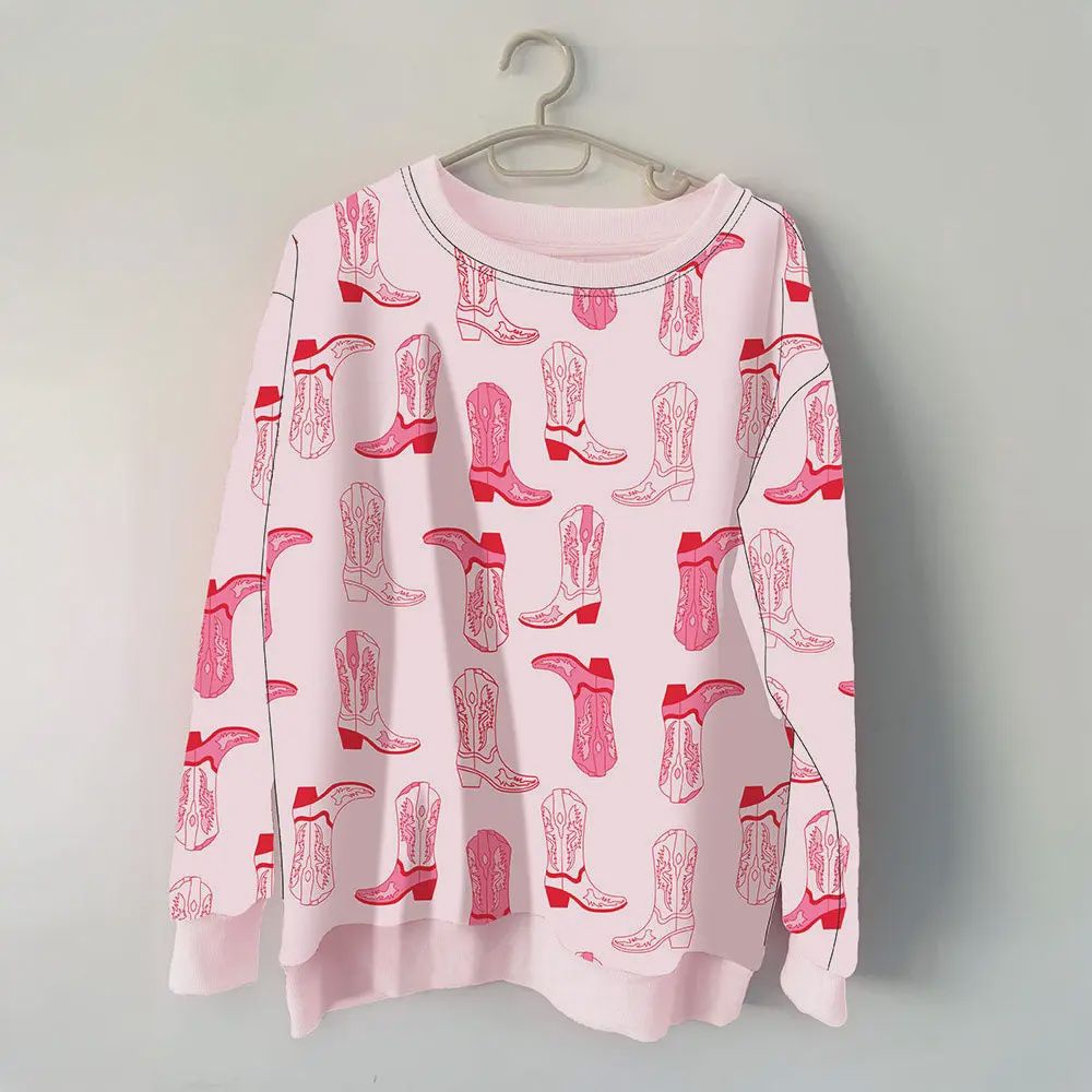 Light Pink Western Boots Sweatshirt