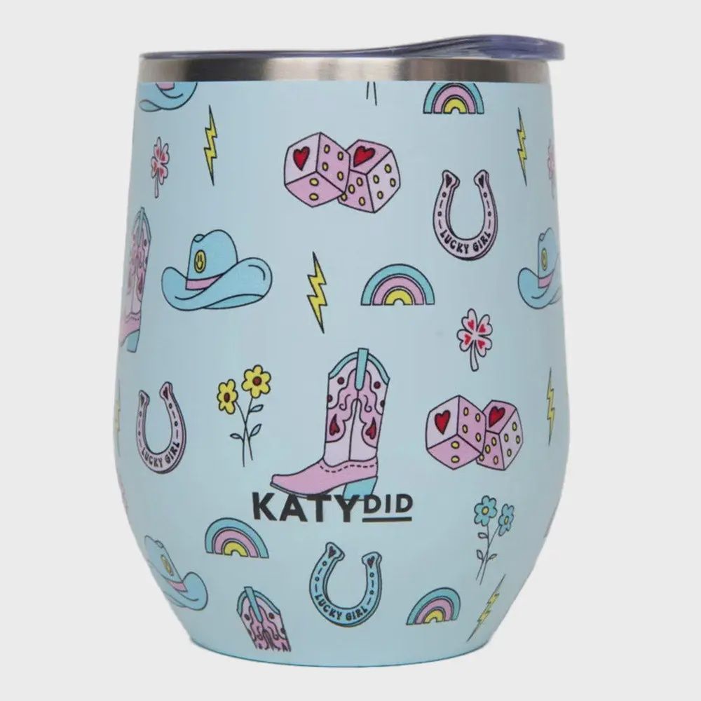Lucky Girl Western Tumbler with Handle- Mint