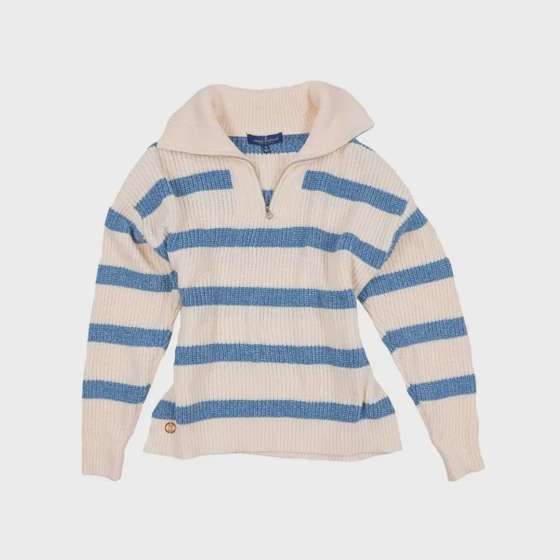 Quarter Zip Sweater- Ocean