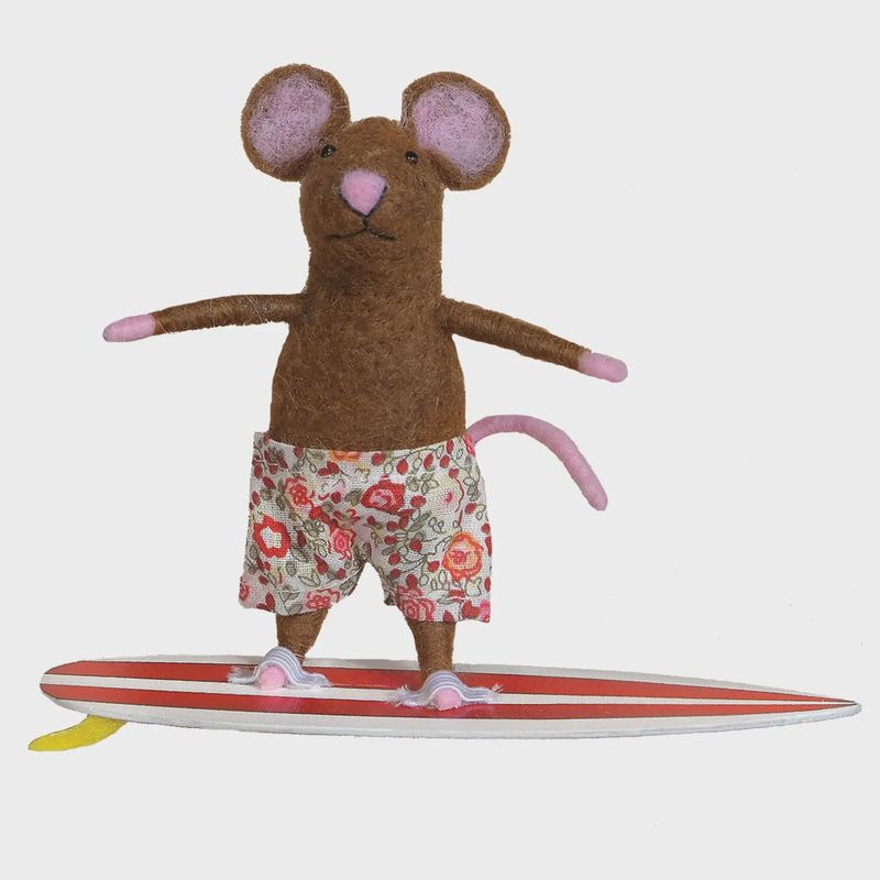 Felt Surfer Mouse Ornament