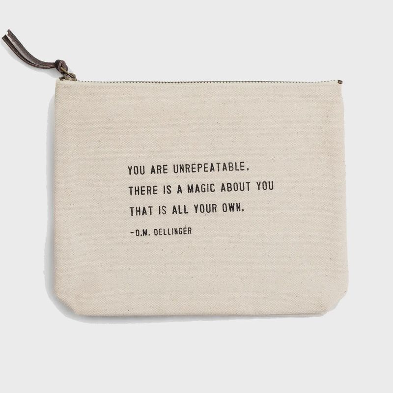You Are Unrepeatable (D.M. Dellinger) Canvas Zip Bag 8.5x7.5