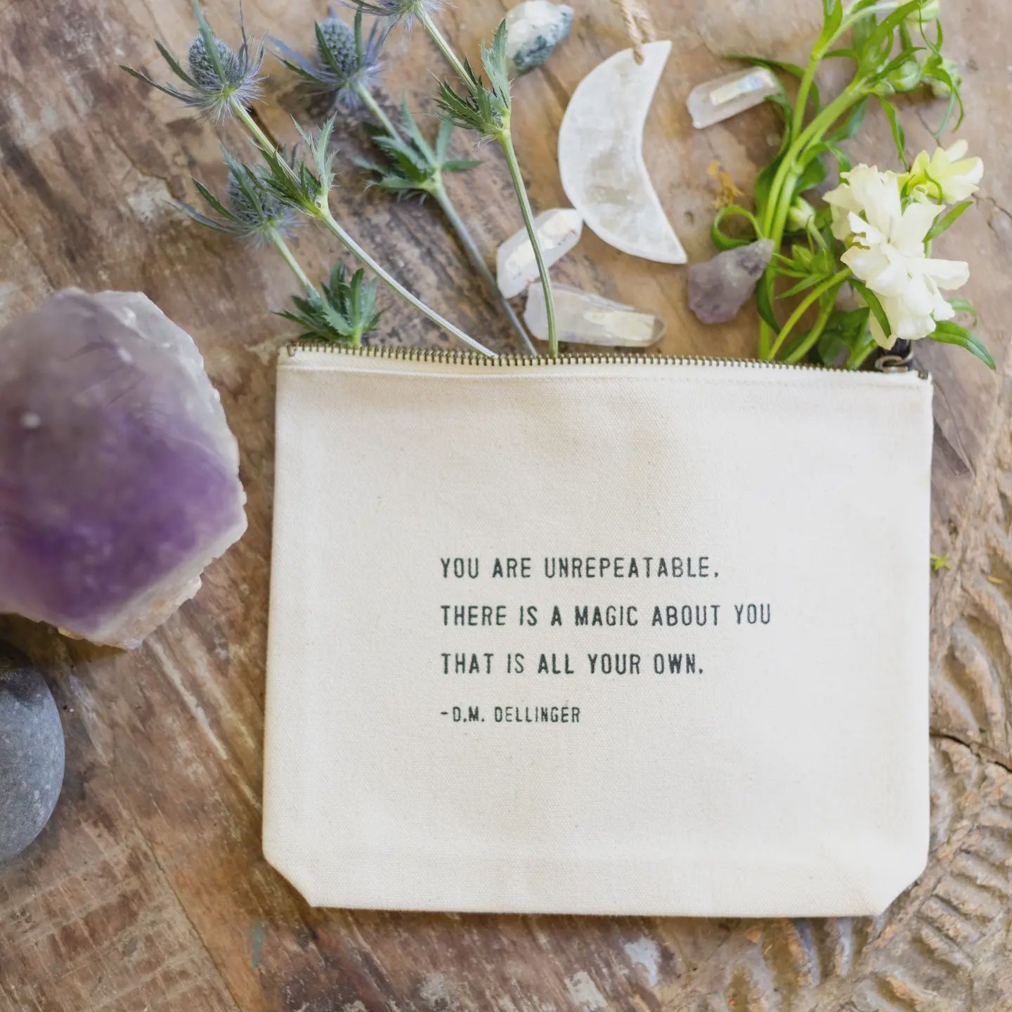 You Are Unrepeatable (D.M. Dellinger) Canvas Zip Bag 8.5x7.5