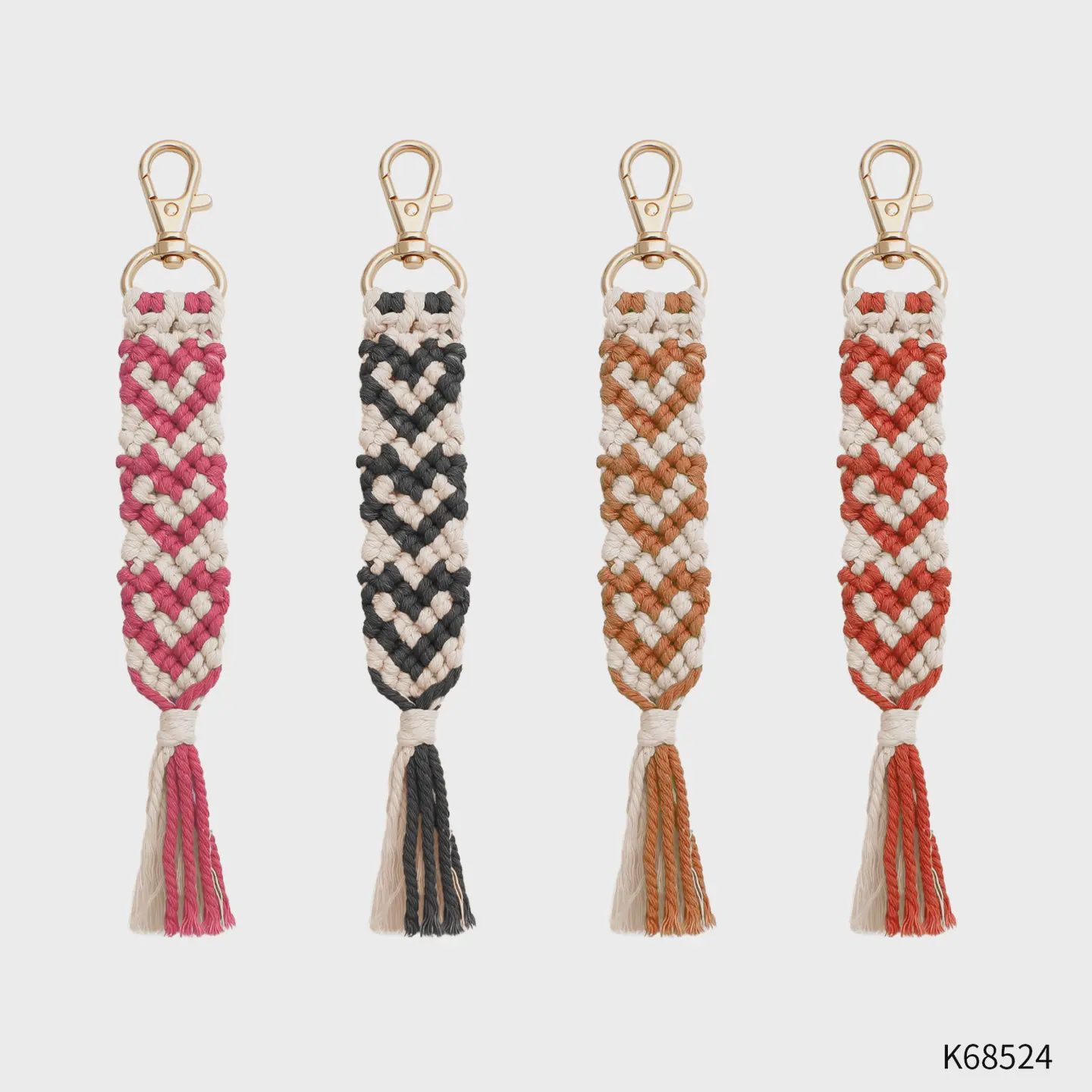 Macrame Heart Tassel Keychain