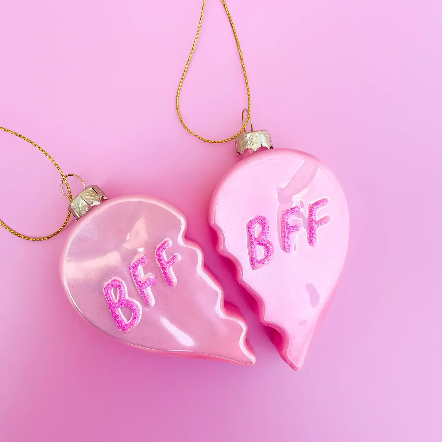 Glittered BFF Heart Christmas Ornament