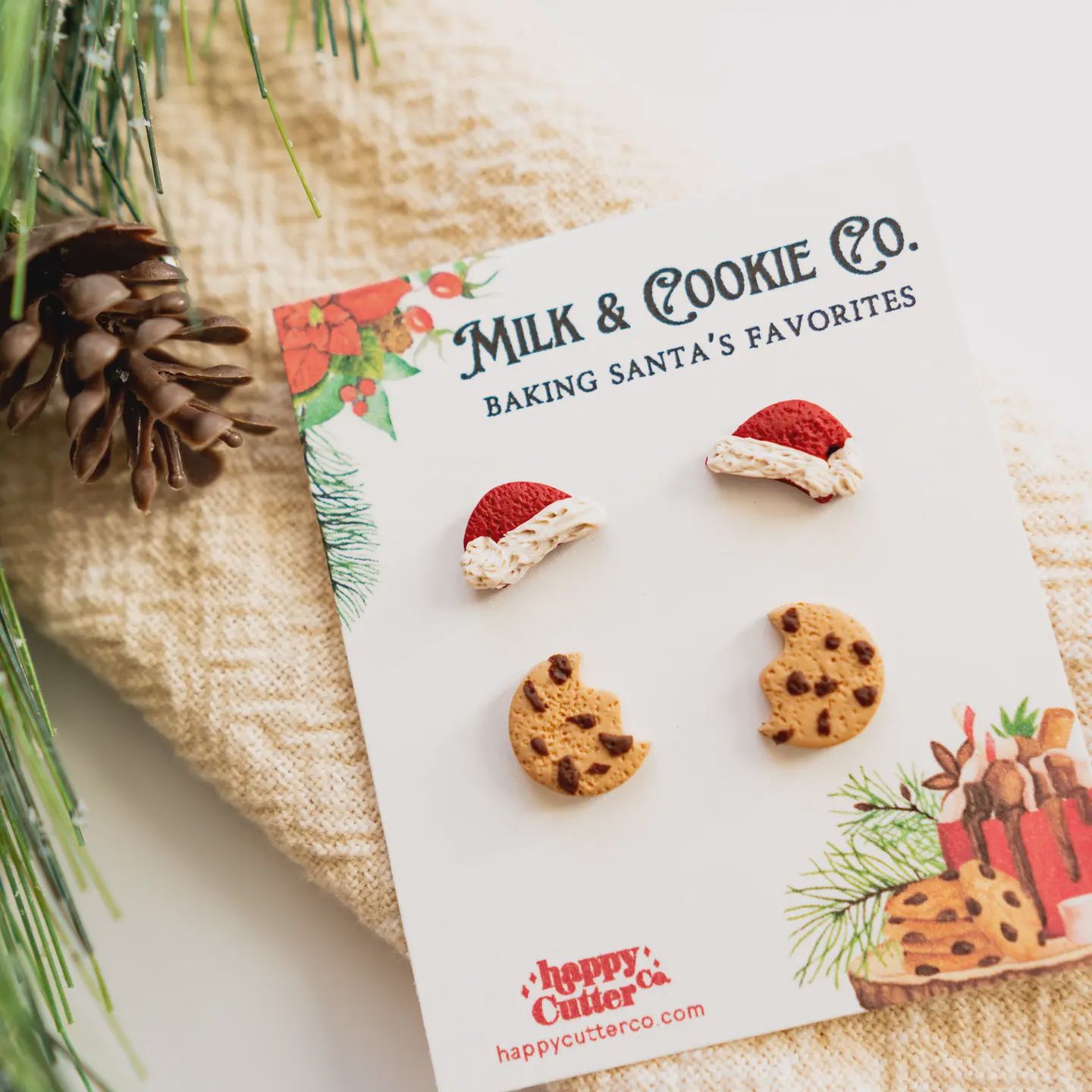 Santa&#39;s Milk and Cookies Christmas Studs