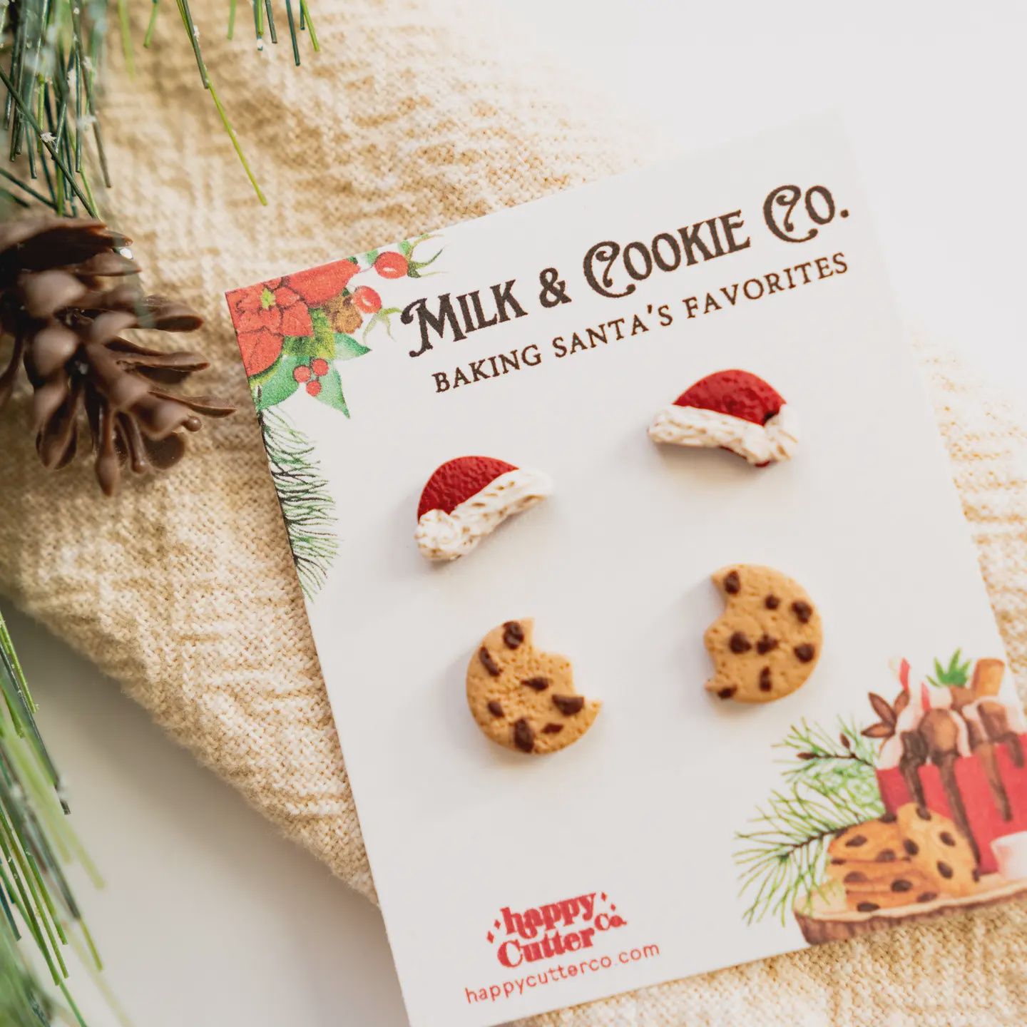Santa&#39;s Milk and Cookies Christmas Studs