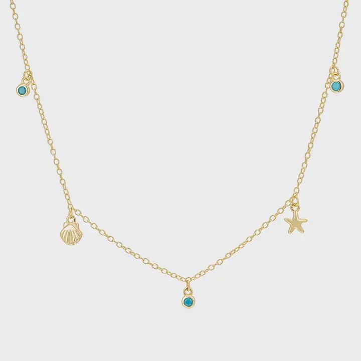 Shelling Charm Necklace Gold Plated