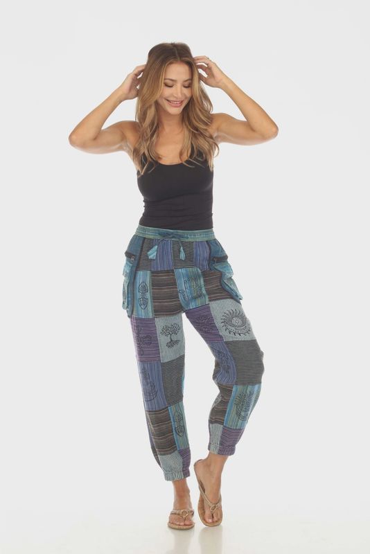 Cotton Multi Blue Sky Yoga Pant D892