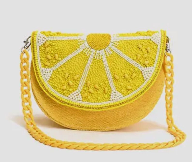 Couture Crescent Lemon Shoulder Bag