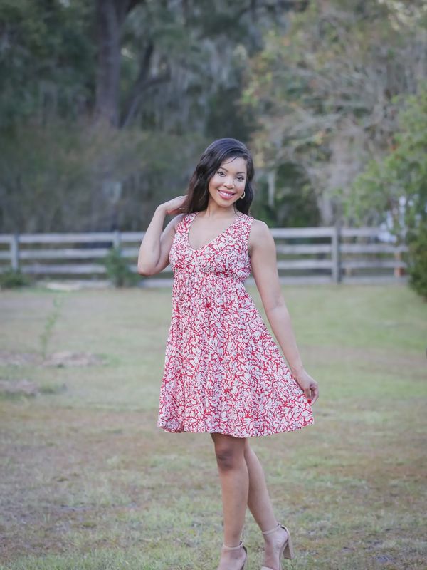 Abstract Red Short Summer Dress