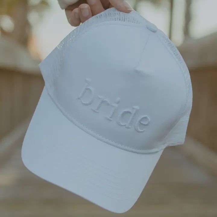 Bride 3-D Embroidered Trucker Hat | White