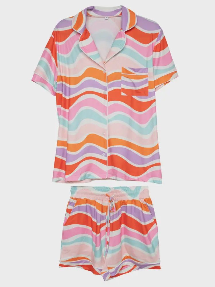Multicolored Abstract Wave Pajama Women&#39;s