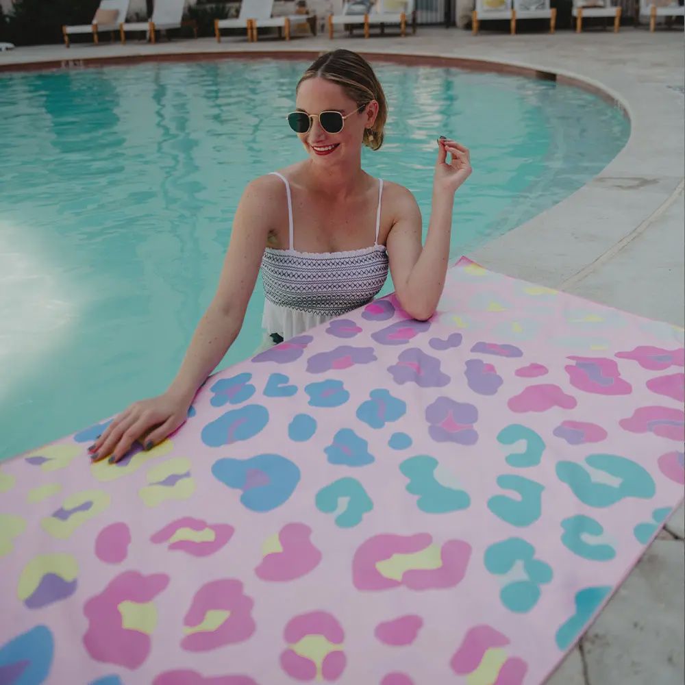 Multicolored Leopard Quick Dry Beach Towel | Rainbow