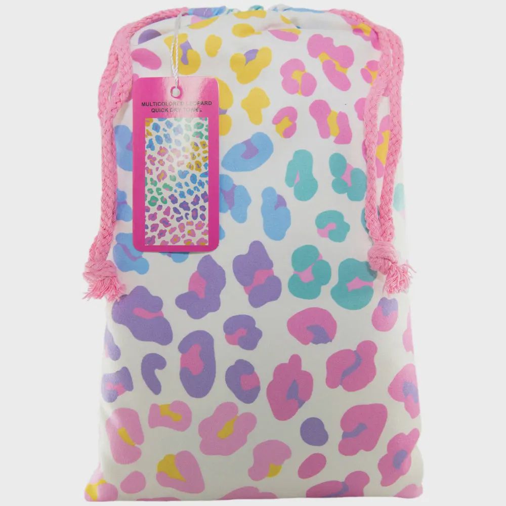 Multicolored Leopard Quick Dry Beach Towel | Rainbow