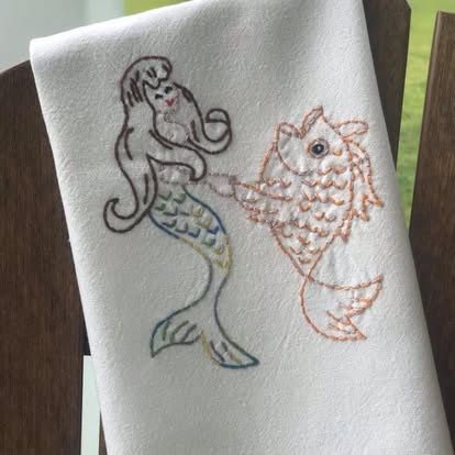 Dancing Mermaid and Fish Towel