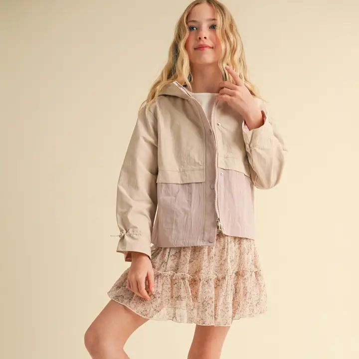 Hooded Windbreaker with Cinch Cuff