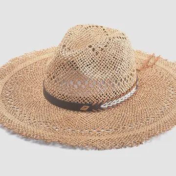 Claudia Wide Brim Straw Hat w/ Frayed Edge