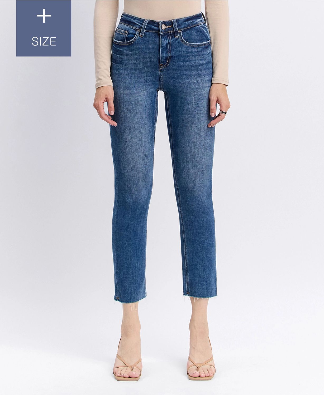 Plus Size High Rise Slim Straight Jeans