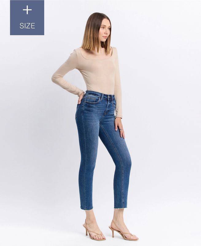 Plus Size High Rise Slim Straight Jeans