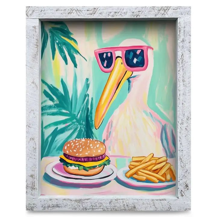 Pelican Burger 8x12 White Wooden Framed Print