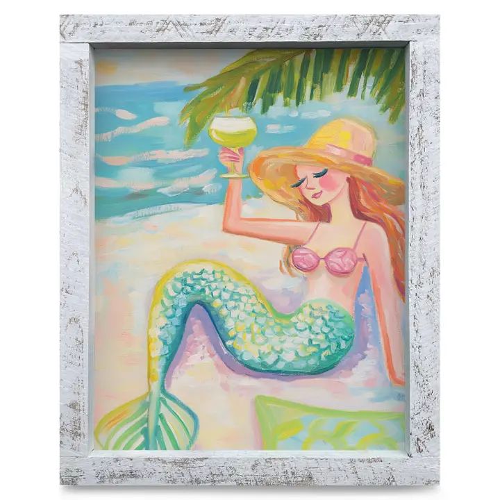 Sassy Mermaid 8x12 White Wooden Framed Print
