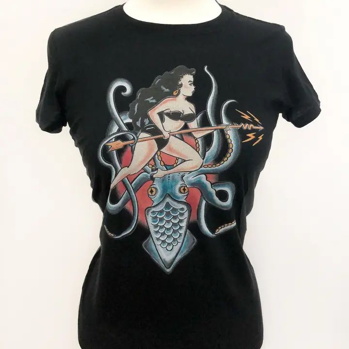 Daughter of the Kraken Fitted Tee, Color: Black, Size: Small