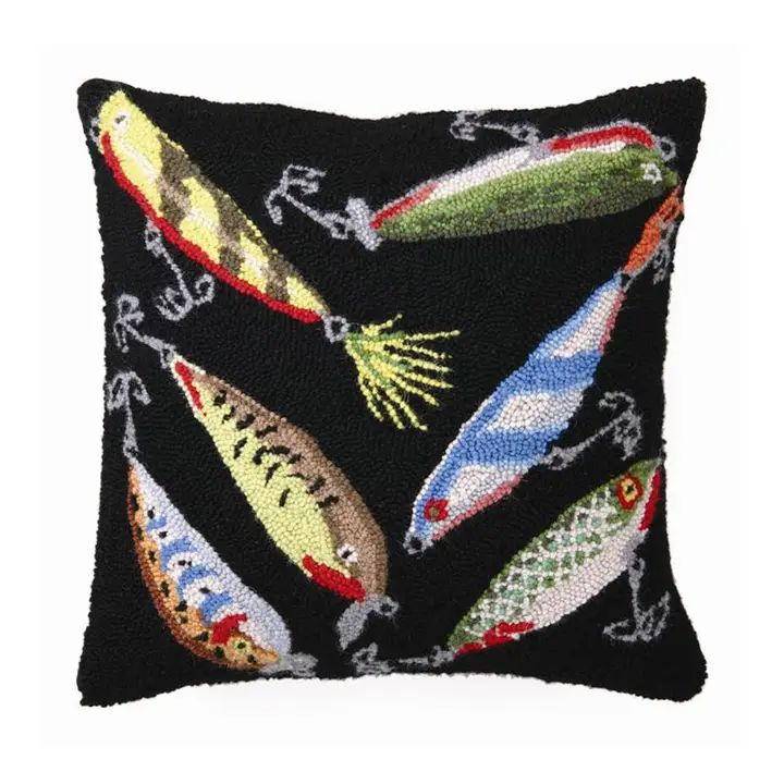 Lures Hook Pillow 16x16