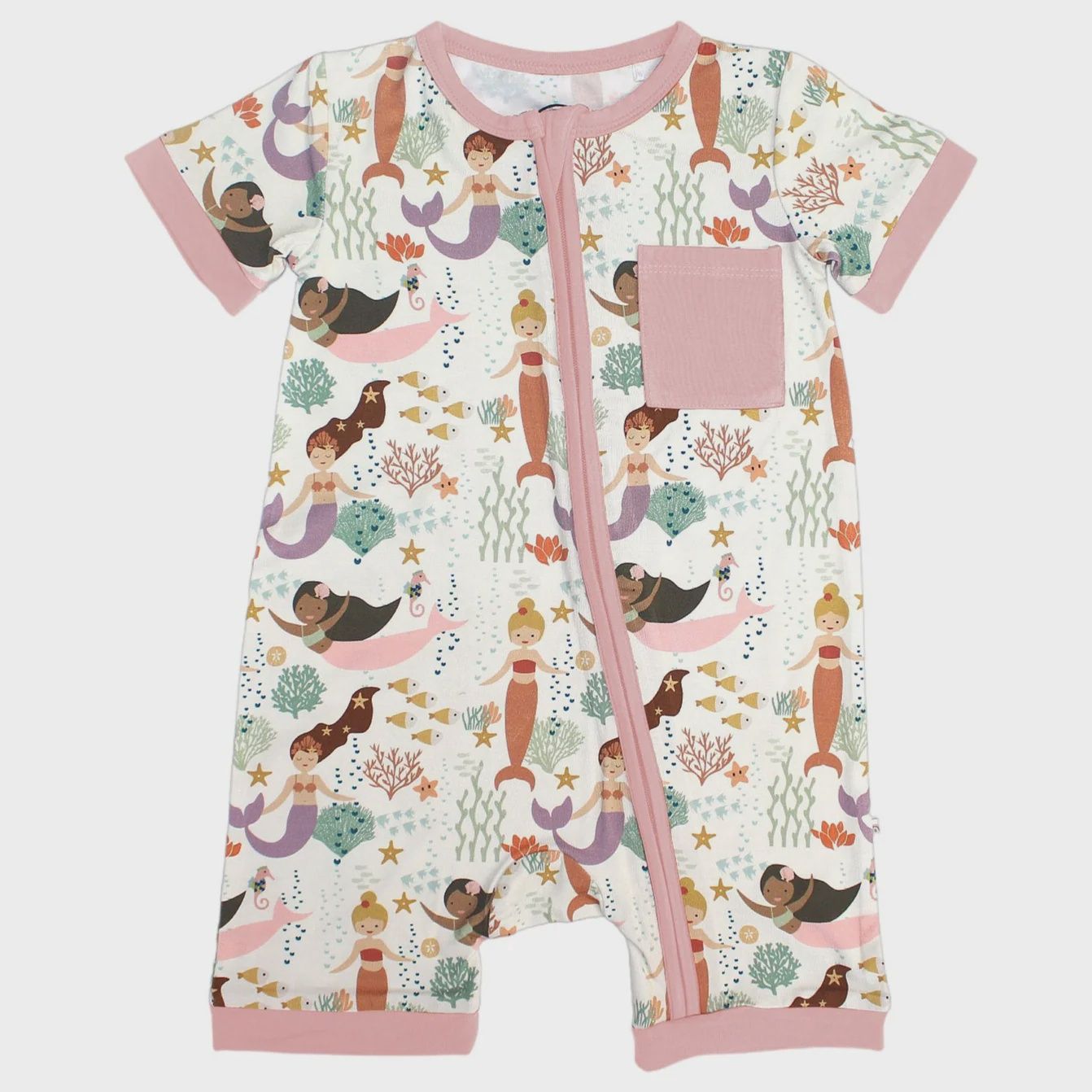 Making Waves Mermaids Bamboo Baby Shortie Romper