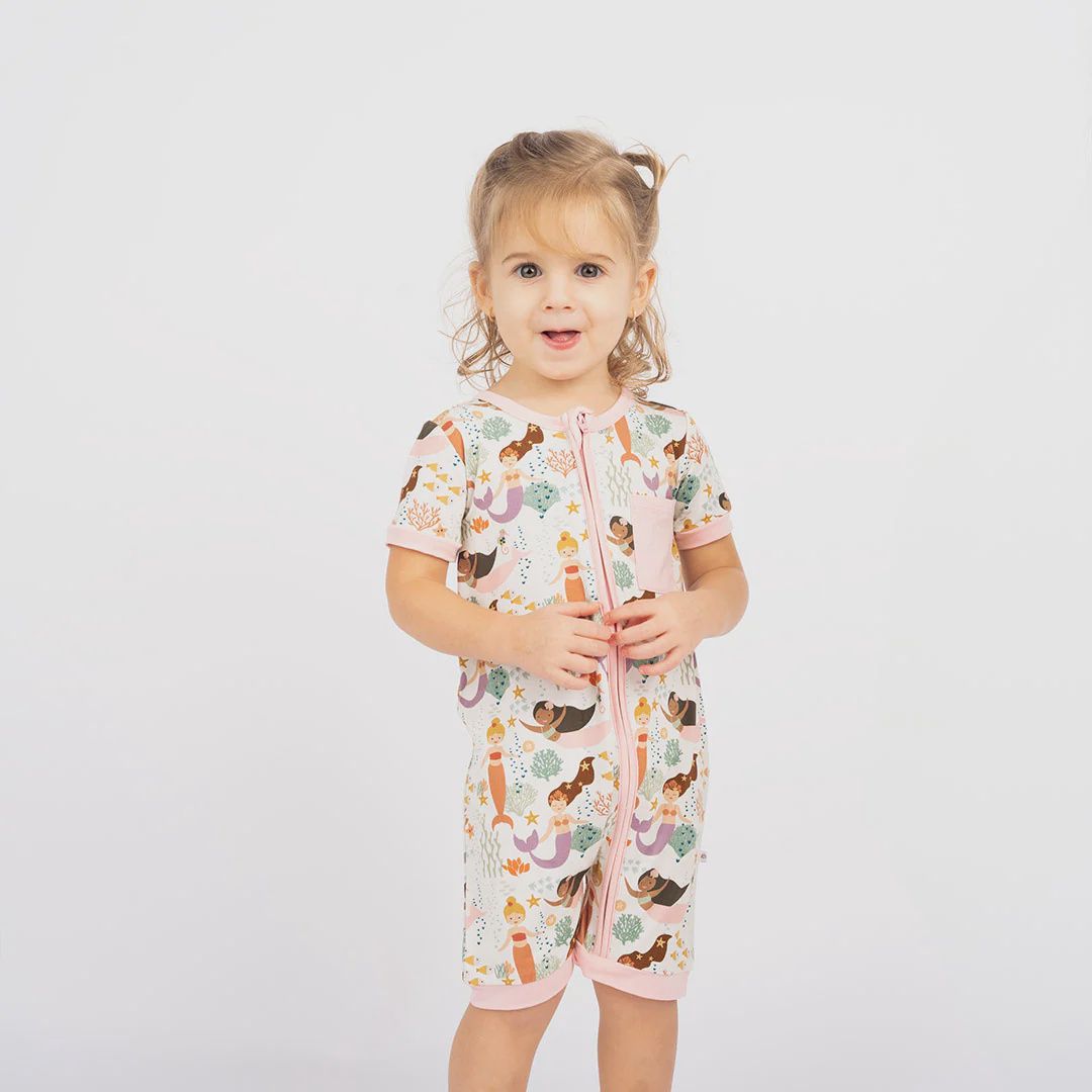 Making Waves Mermaids Bamboo Baby Shortie Romper