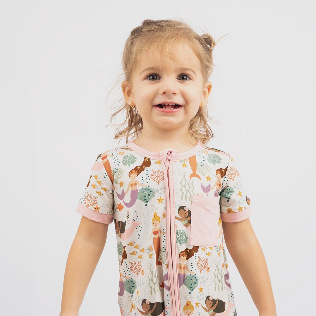 Making Waves Mermaids Bamboo Baby Shortie Romper