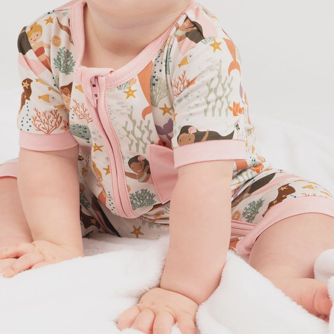Making Waves Mermaids Bamboo Baby Shortie Romper