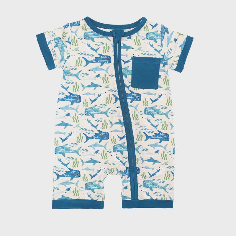Shark Friends Bamboo Baby Shortie Romper