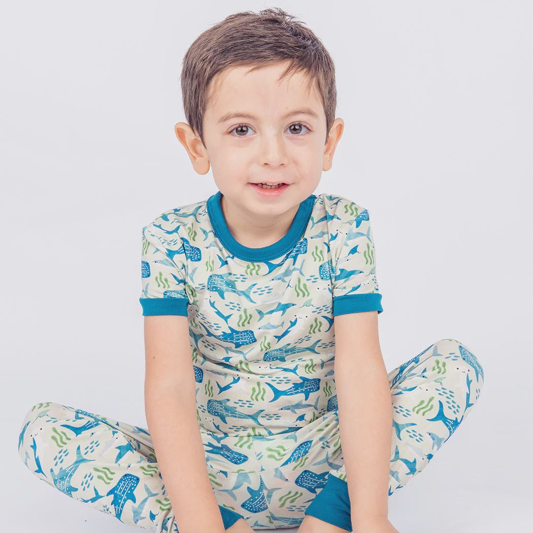 Shark Friends Bamboo Short Sleeve Kids Pajama Pants Set