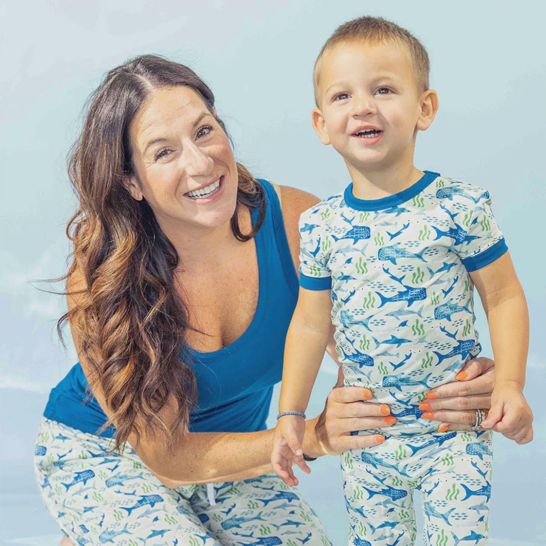 Shark Friends Bamboo Short Sleeve Kids Pajama Pants Set