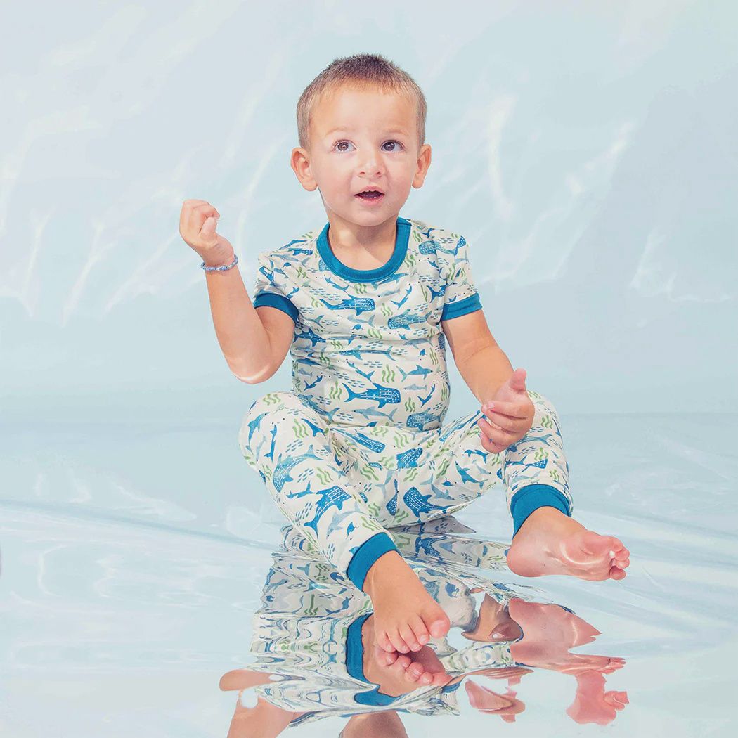Shark Friends Bamboo Short Sleeve Kids Pajama Pants Set