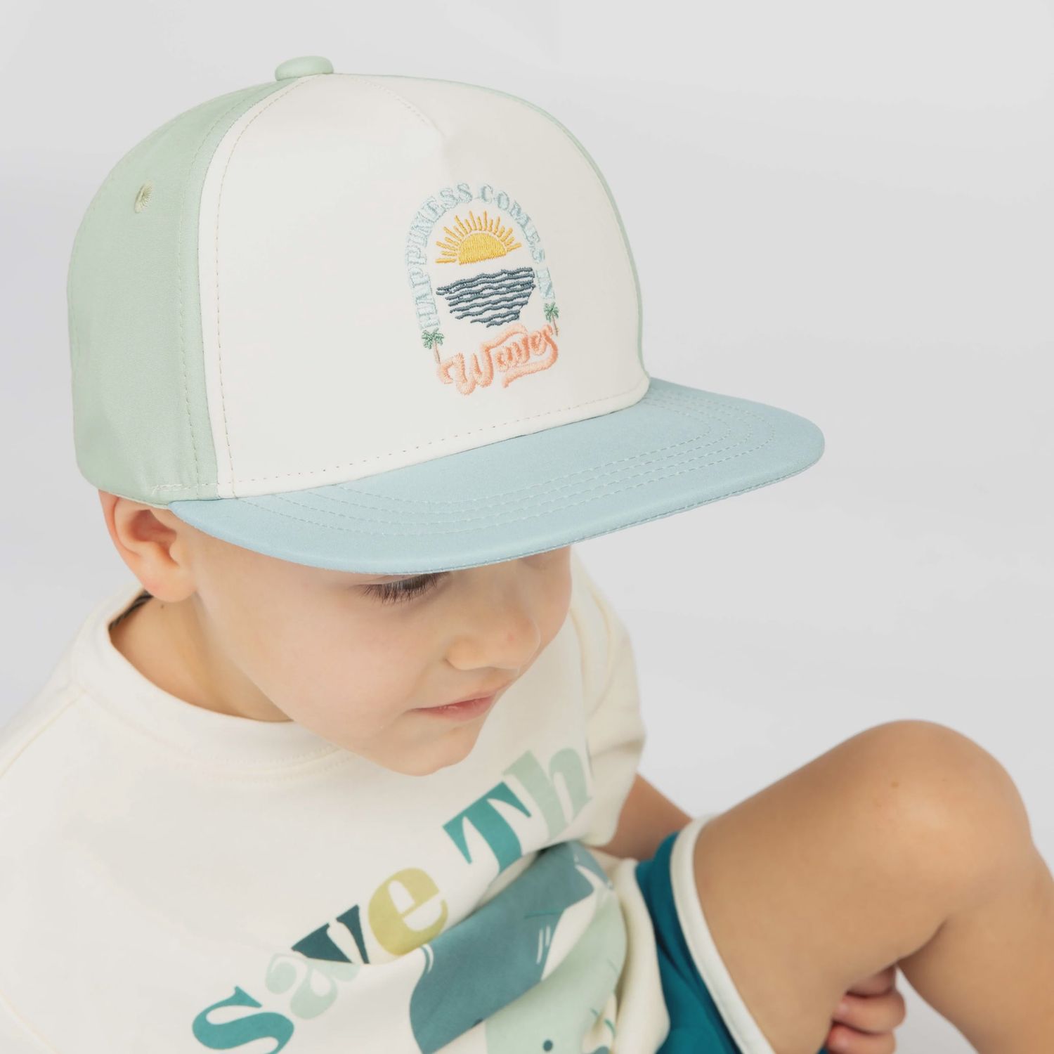 Happiness Comes in Waves Coastal Snapback Hat