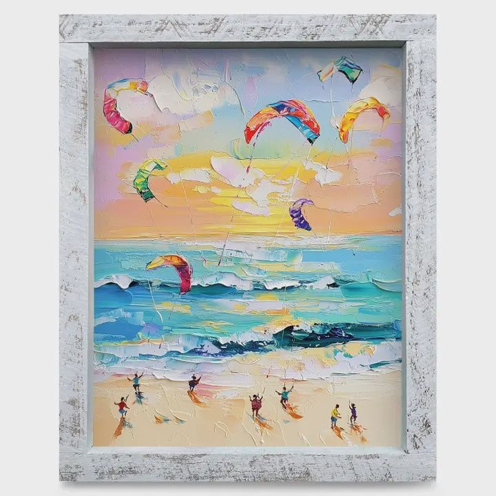 Colorful Kites Wood Framed Art 18x24