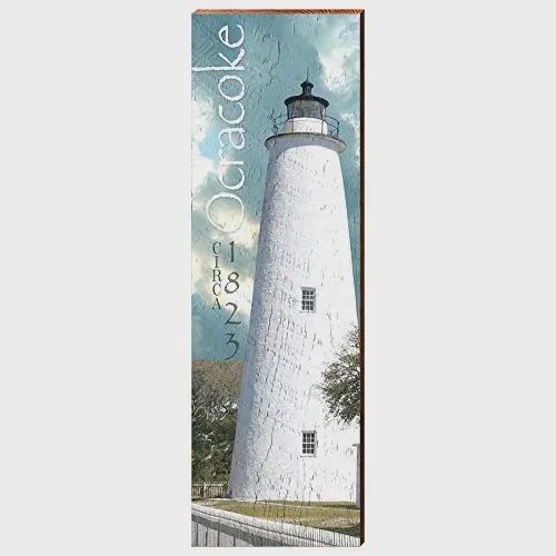 Ocracoke Island Lighthouse Wooden Sign 9.5x30