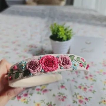 Floral Embroidered Headband - Elena
