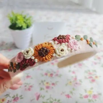 Floral Embroidered Headband - Elena