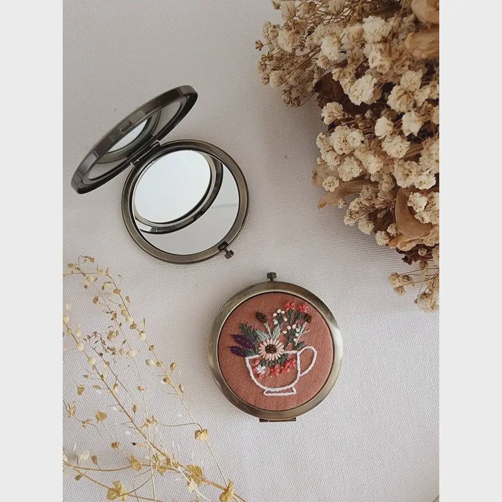 Floral Embroidered Compact Mirror Collection Sophia